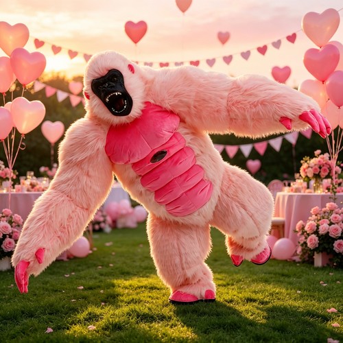 Pink gorilla inflatable - pink,